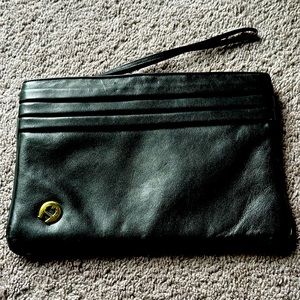 Etienne Aigner Vintage Leather Clutch Wristlet Purse Bag Zip Top